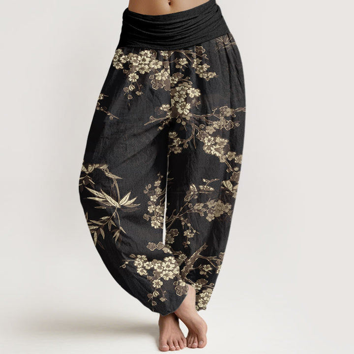Buddha Stonesホワイト 桜柄 レディース ウエストゴム ハーレムパンツ - 黒 - US22、 UK/AU26、 EU54 (6XL) - image 8