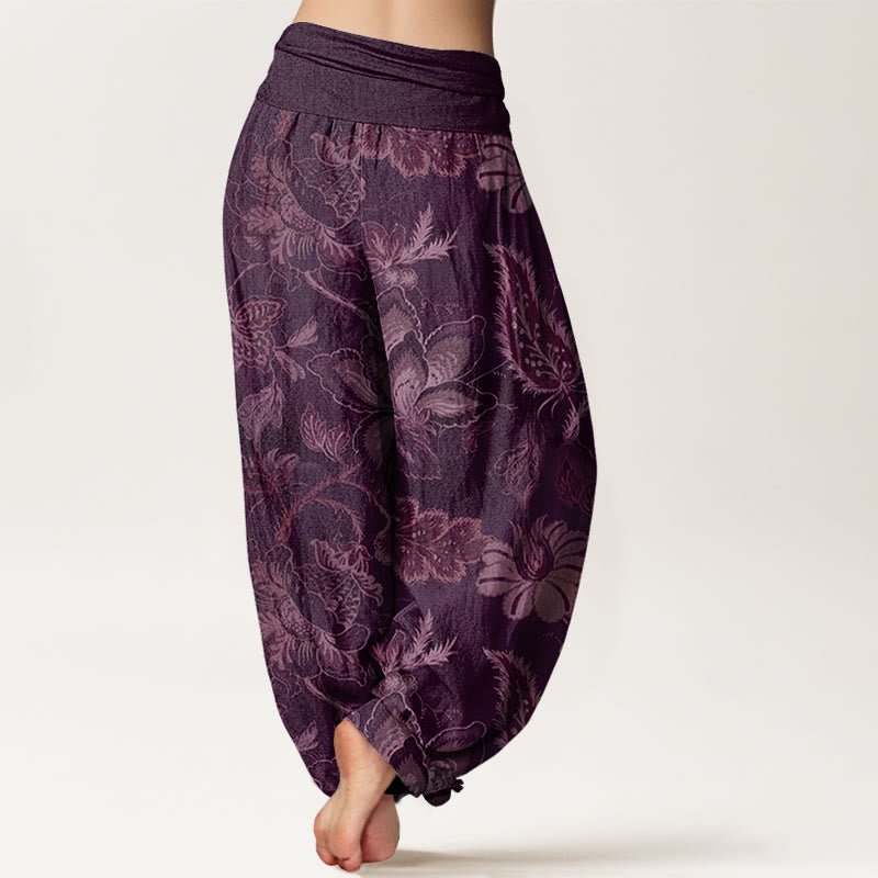 Buddha Stonesカジュアル フローラルリーフ レディース 伸縮性ウエスト ハーレムパンツ - image 10