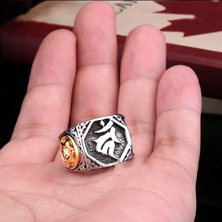Buddha Stonesチベット チタン鋼 挨拶 手 剣 サイン サンスクリット バランスリング
