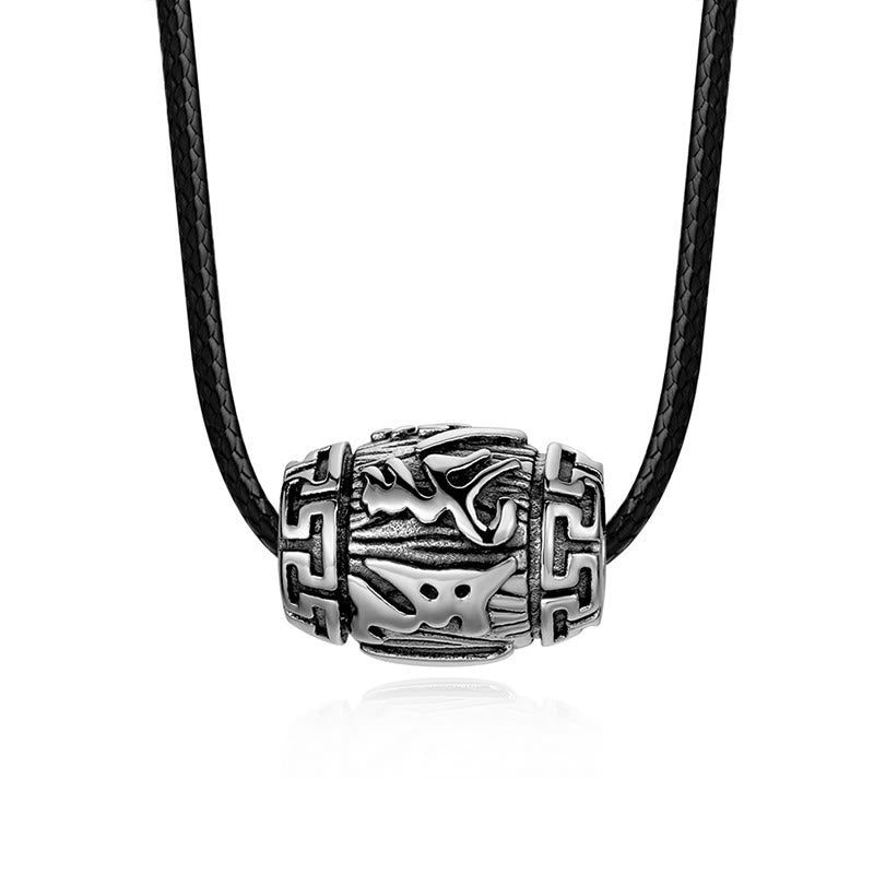 チベットのBuddha Stonesオム・オーム・マニ・パドメ・フム四大神話の獣 チタン鋼 知恵のネックレスペンダント - オーム・マニ・パドメ・フム- レザーコード - image 8