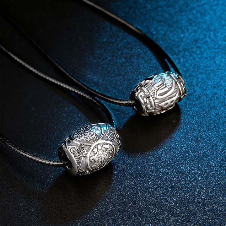チベットのBuddha Stonesオム・オーム・マニ・パドメ・フム四大神話の獣 チタン鋼 知恵のネックレスペンダント - image 2
