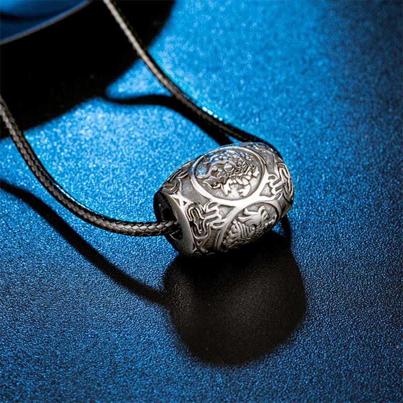 チベットのBuddha Stonesオム・オーム・マニ・パドメ・フム四大神話の獣 チタン鋼 知恵のネックレスペンダント - image 3