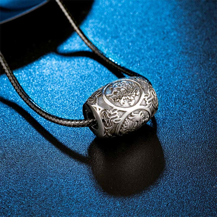 チベットのBuddha Stonesオム・オーム・マニ・パドメ・フム四大神話の獣 チタン鋼 知恵のネックレスペンダント - image 3
