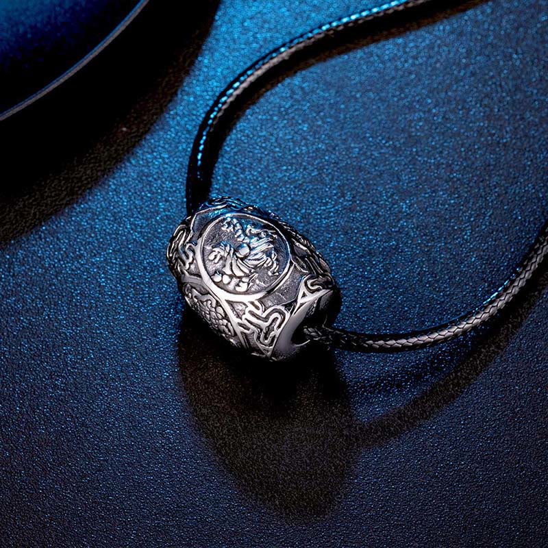 チベットのBuddha Stonesオム・オーム・マニ・パドメ・フム四大神話の獣 チタン鋼 知恵のネックレスペンダント - image 4