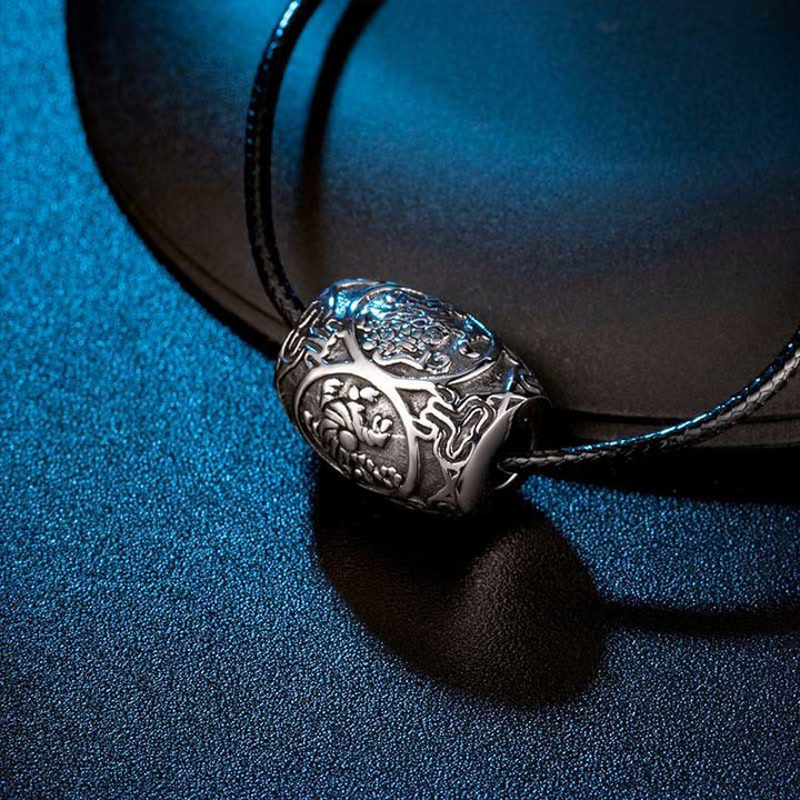 チベットのBuddha Stonesオム・オーム・マニ・パドメ・フム四大神話の獣 チタン鋼 知恵のネックレスペンダント - image 5