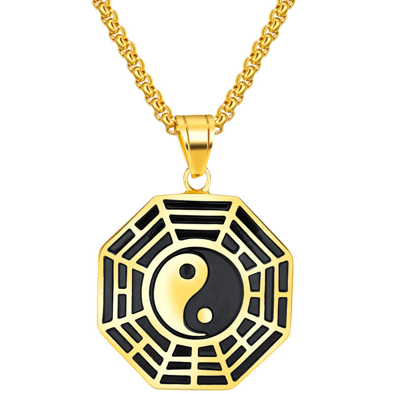 Buddha Stonesチタン鋼八卦陰陽模様バランスネックレスペンダント - image 6