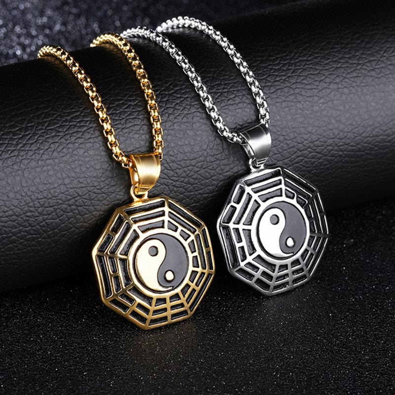 Buddha Stonesチタン鋼八卦陰陽模様バランスネックレスペンダント - image 19