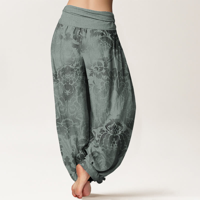 Buddha Stonesカジュアル 花柄 葉っぱデザイン レディース 伸縮性ウエスト ハーレムパンツ - image 10