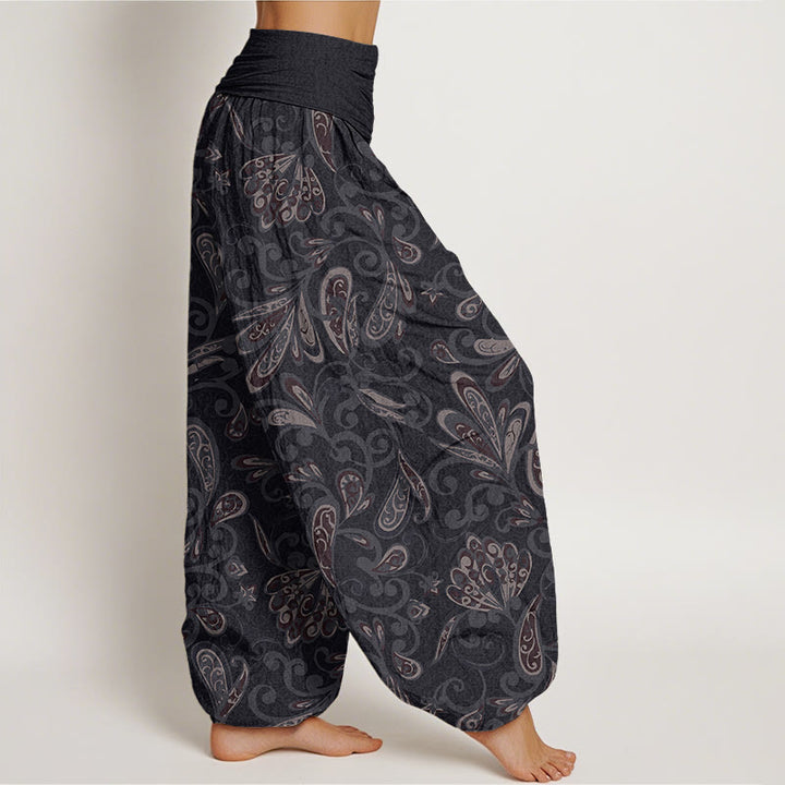 Buddha Stonesコットンカジュアルフラワーペタルデザインレディース伸縮性ウエストハーレムパンツ - image 1