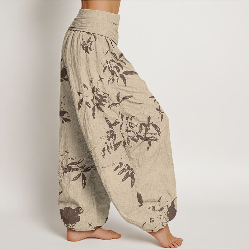 Buddha Stonesの枝柄レディース伸縮性ウエストハーレムパンツ - image 2