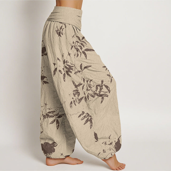 Buddha Stonesの枝柄レディース伸縮性ウエストハーレムパンツ - image 2