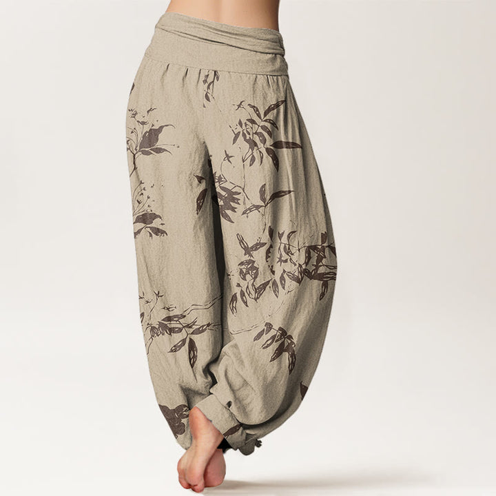 Buddha Stonesの枝柄レディース伸縮性ウエストハーレムパンツ - image 3