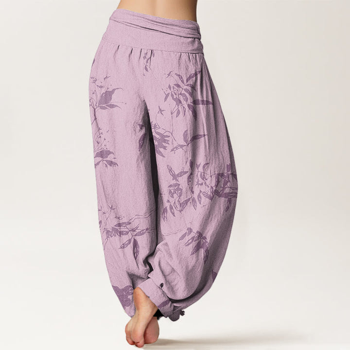 Buddha Stonesの枝柄レディース伸縮性ウエストハーレムパンツ - image 10