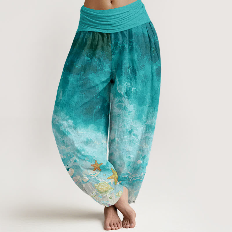 Buddha Stonesの広大な海柄レディース伸縮性ウエストハーレムパンツ - ライトシーグリーン - US22、 UK/AU26、 EU54 (6XL) - image 1