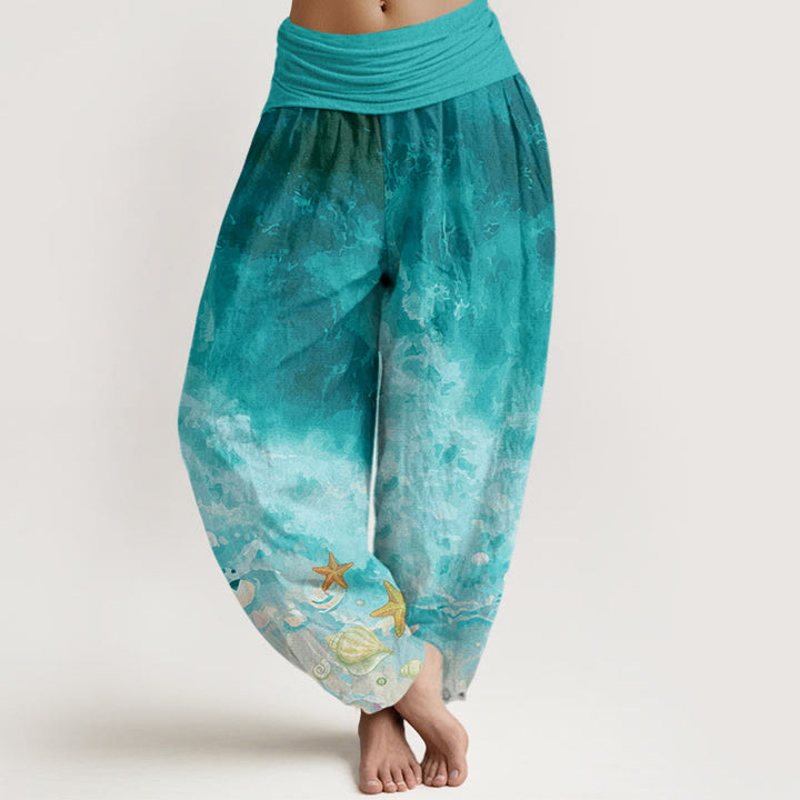 Buddha Stonesの広大な海柄レディース伸縮性ウエストハーレムパンツ - ライトシーグリーン - US22、 UK/AU26、 EU54 (6XL) - image 1