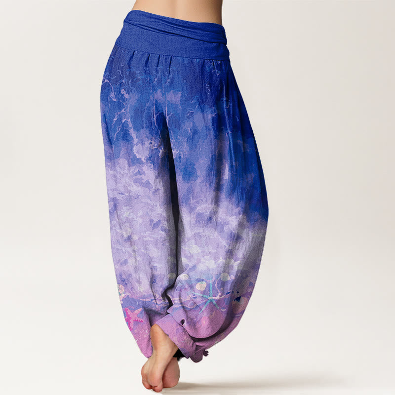 Buddha Stonesの広大な海柄レディース伸縮性ウエストハーレムパンツ - image 10