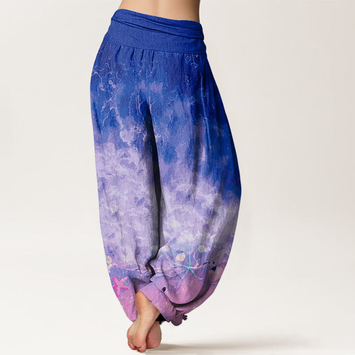Buddha Stonesの広大な海柄レディース伸縮性ウエストハーレムパンツ - image 10