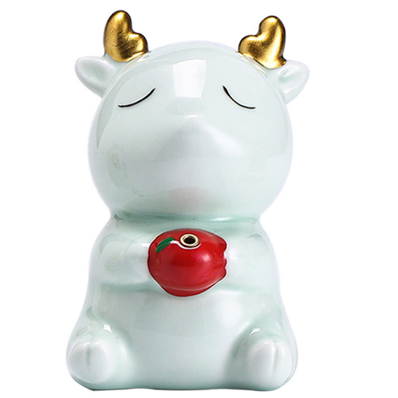 Buddha Stonesかわいい鹿の置物 癒し効果のある陶器製香炉 デスクデコレーション