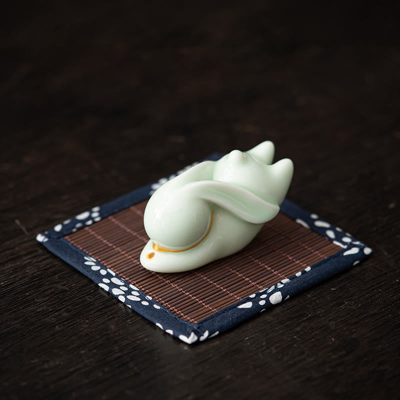 Buddha Stones飛ぶウサギ 竹マット 癒し系 陶器 香炉 デスク装飾