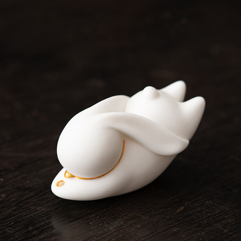 Buddha Stones飛ぶウサギ 竹マット 癒し系 陶器 香炉 デスク装飾