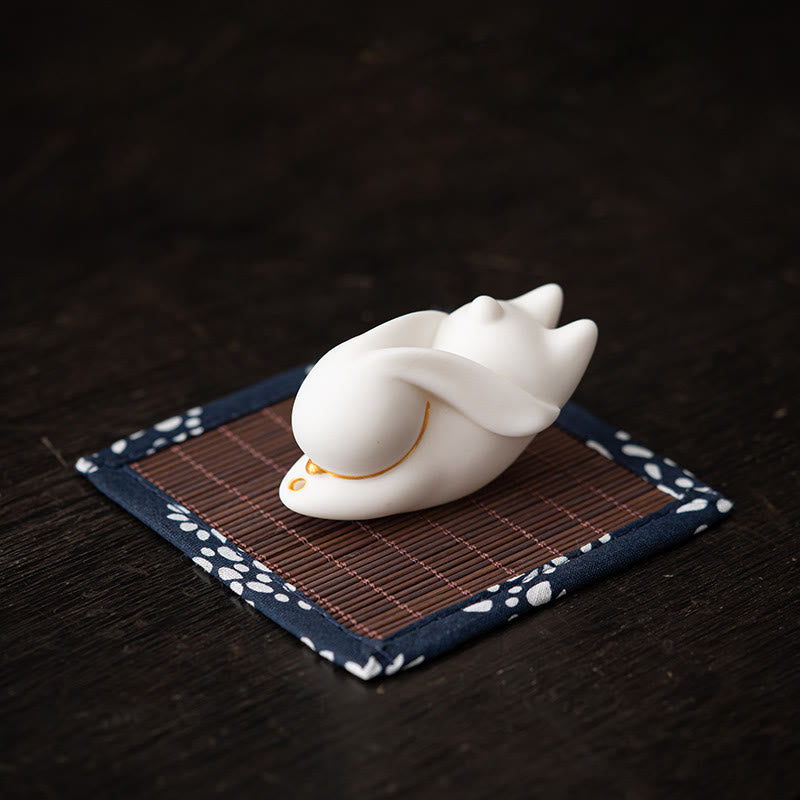 Buddha Stones飛ぶウサギ 竹マット 癒し系 陶器 香炉 デスク装飾