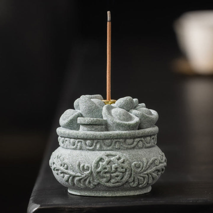 Buddha Stones漢字 福インゴット 癒しの香炉 デスク装飾