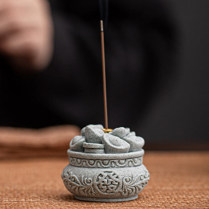 Buddha Stones漢字 福インゴット 癒しの香炉 デスク装飾