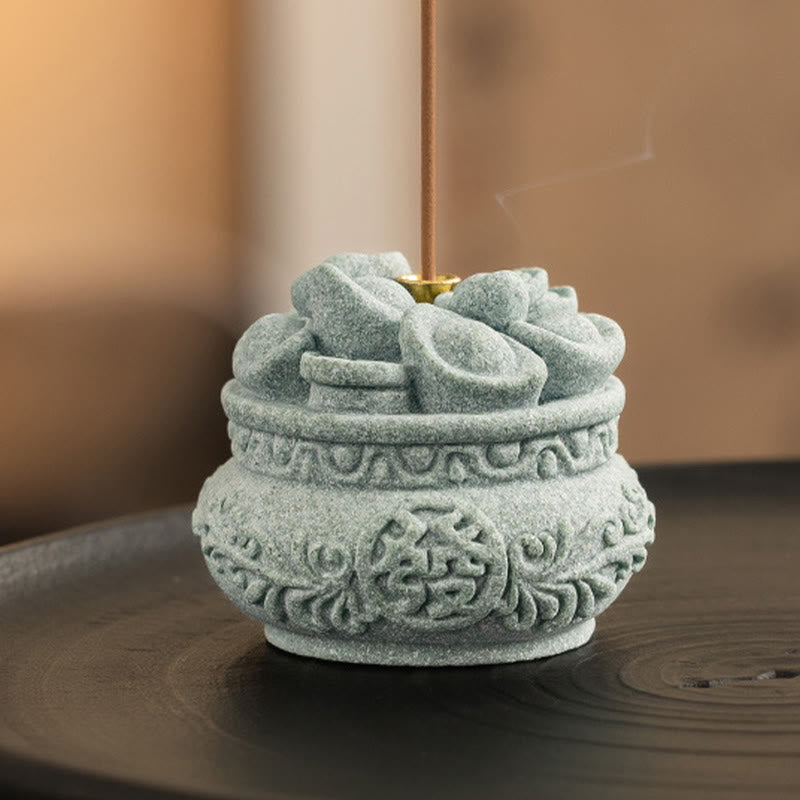 Buddha Stones漢字 福インゴット 癒しの香炉 デスク装飾