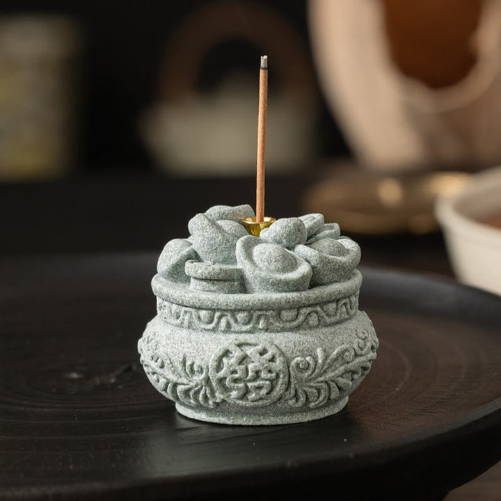 Buddha Stones漢字 福インゴット 癒しの香炉 デスク装飾