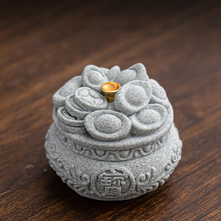 Buddha Stones漢字 福インゴット 癒しの香炉 デスク装飾