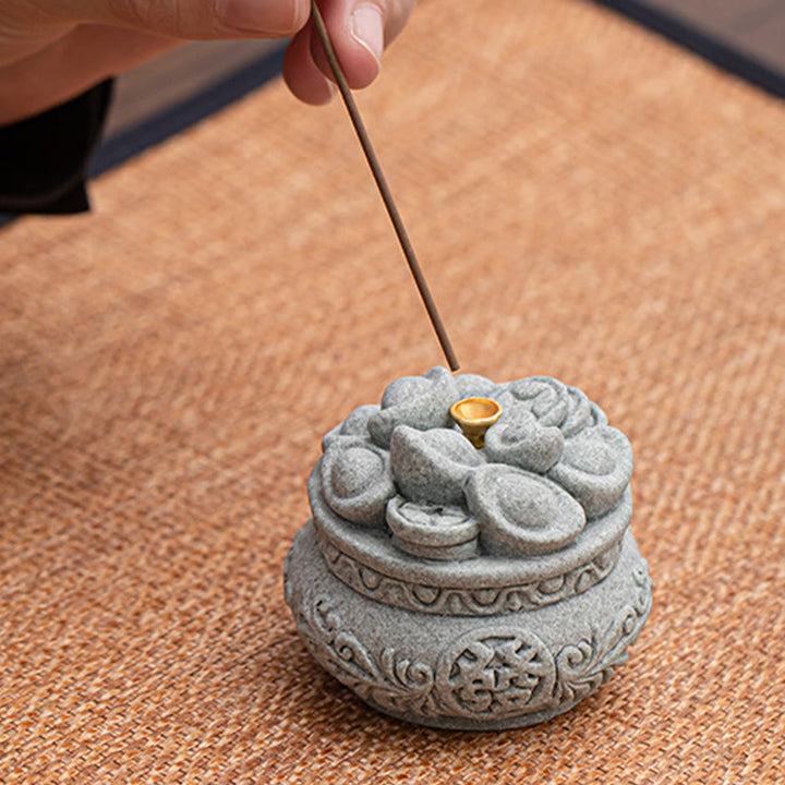 Buddha Stones漢字 福インゴット 癒しの香炉 デスク装飾