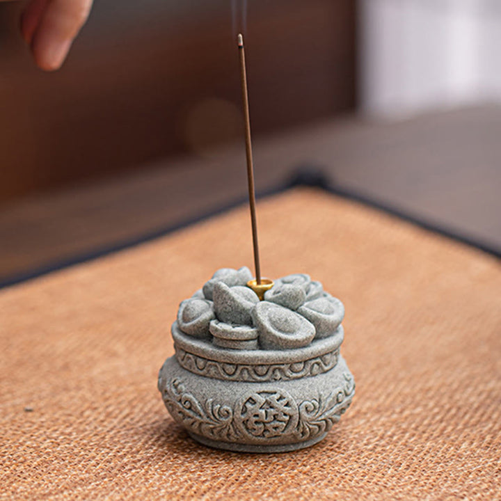 Buddha Stones漢字 福インゴット 癒しの香炉 デスク装飾