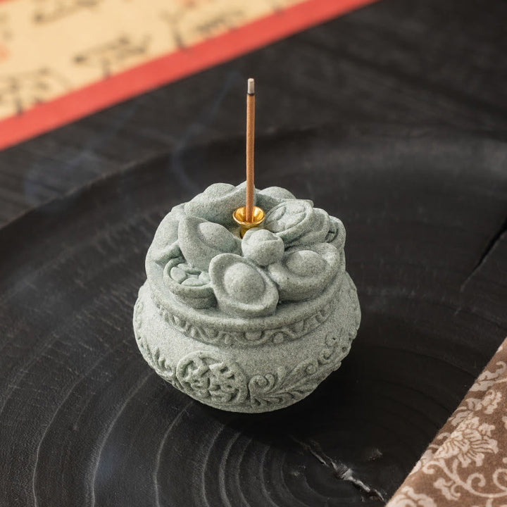 Buddha Stones漢字 福インゴット 癒しの香炉 デスク装飾