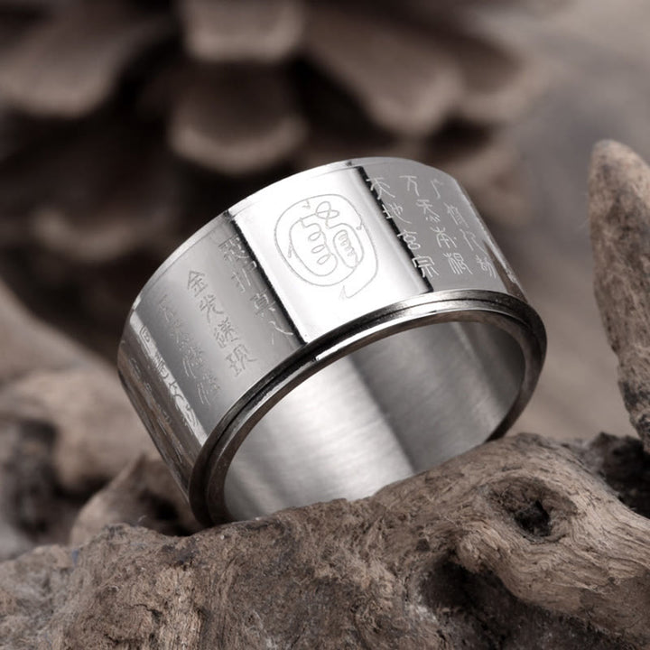 Buddha Stonesチベット黄金光マントラ チタン鋼 滑らかな表面 スピナー バランスリング
