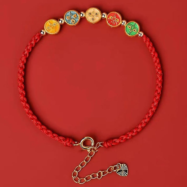 Buddha Stonesの赤い糸 925スターリングシルバー 五つの富の神との繋がりブレスレット