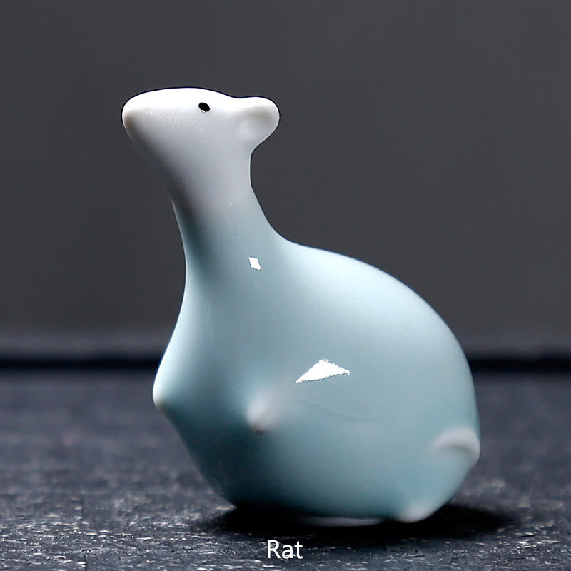 Buddha Stones十二支 陶器 ティーペット ホームデコレーション - ホワイトラット 6.5×6.7cm - image 19