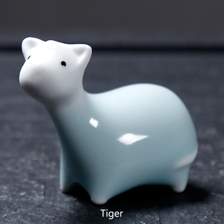 Buddha Stones十二支 陶器 ティーペット ホームデコレーション - ホワイトタイガー 6.6×5.7cm - image 22