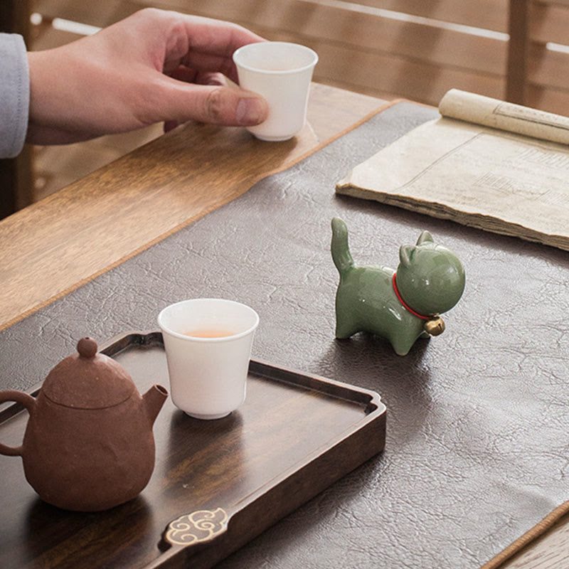 Buddha Stonesミニかわいいラッキーベル猫ティーペットセラミックホームデスク置物装飾 - image 5