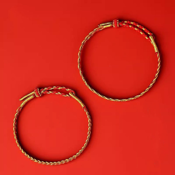 Buddha Stonesの赤い糸と黄色い糸の幸運のブレスレット
