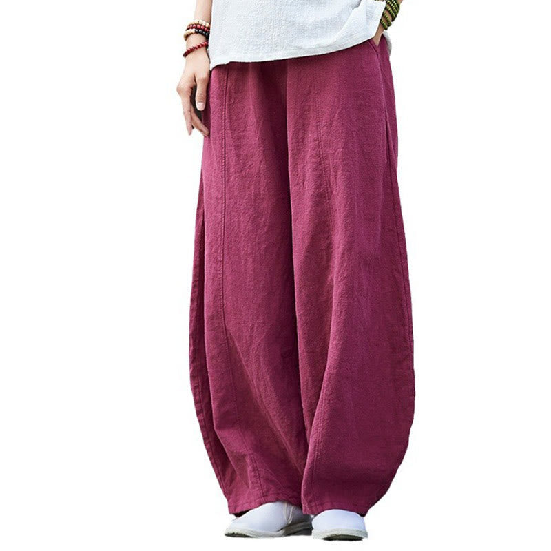 Buddha Stonesカジュアル 無地 伸縮性ウエストバンド フリース裏地 コットンラミー レディース パンツ ポケット付き - image 20
