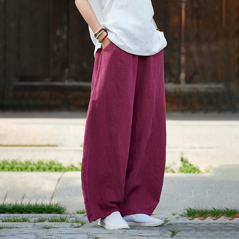 Buddha Stonesカジュアル 無地 伸縮性ウエストバンド フリース裏地 コットンラミー レディース パンツ ポケット付き - image 15