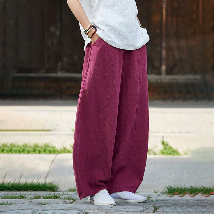 Buddha Stonesカジュアル 無地 伸縮性ウエストバンド フリース裏地 コットンラミー レディース パンツ ポケット付き - image 15