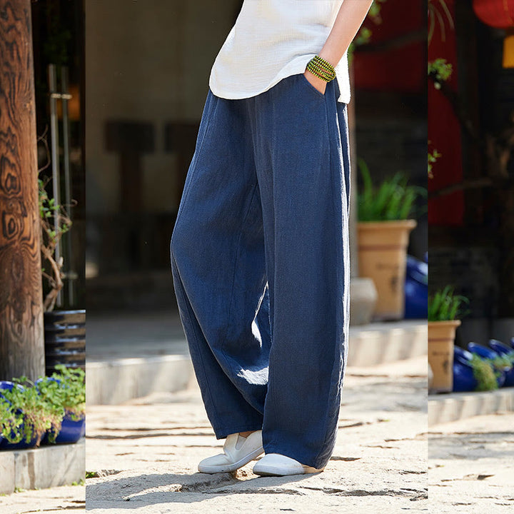 Buddha Stonesカジュアル 無地 伸縮性ウエストバンド フリース裏地 コットンラミー レディース パンツ ポケット付き - image 32