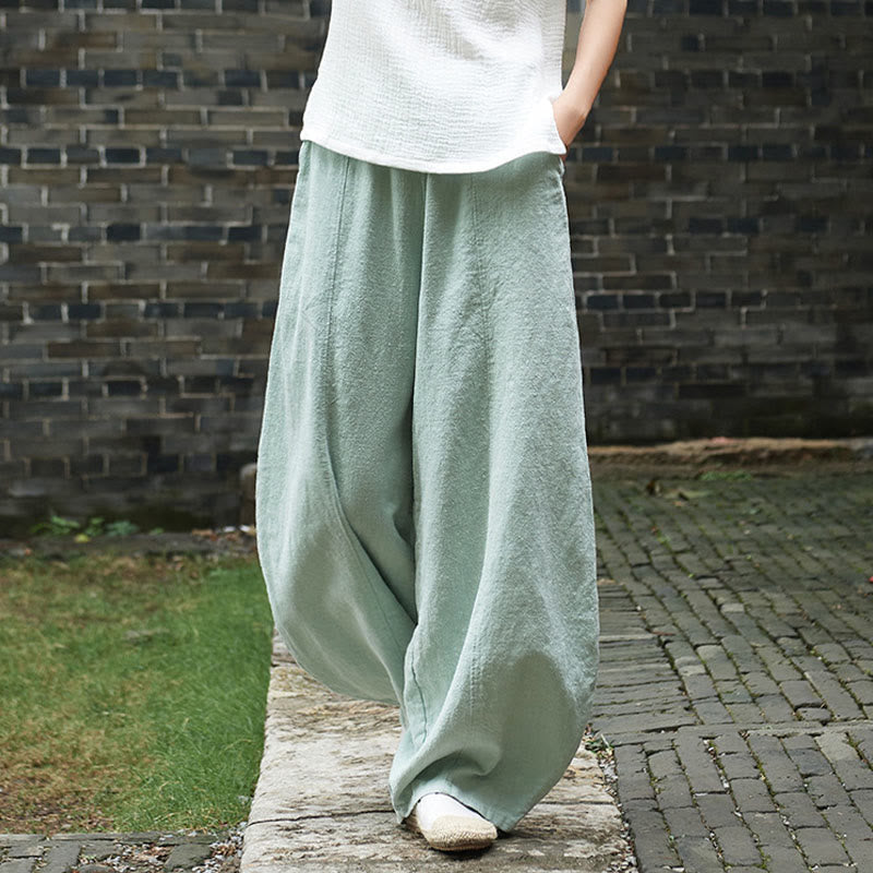 Buddha Stonesカジュアル 無地 伸縮性ウエストバンド フリース裏地 コットンラミー レディース パンツ ポケット付き - image 37