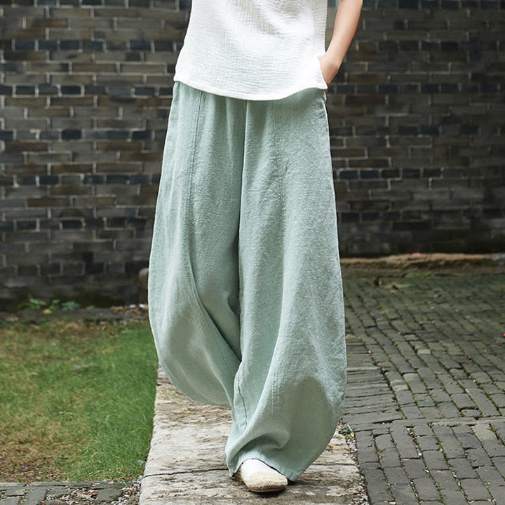 Buddha Stonesカジュアル 無地 伸縮性ウエストバンド フリース裏地 コットンラミー レディース パンツ ポケット付き - image 37