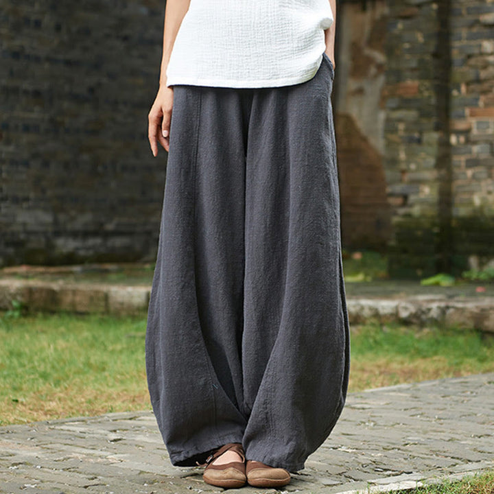 Buddha Stonesカジュアル 無地 伸縮性ウエストバンド フリース裏地 コットンラミー レディース パンツ ポケット付き - image 40