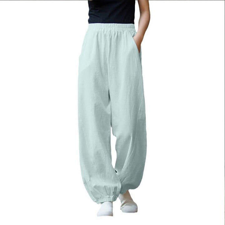 Buddha Stonesカジュアル 無地 キャロット 伸縮性ウエストバンド コットン ラミー レディース パンツ ポケット付き - image 37
