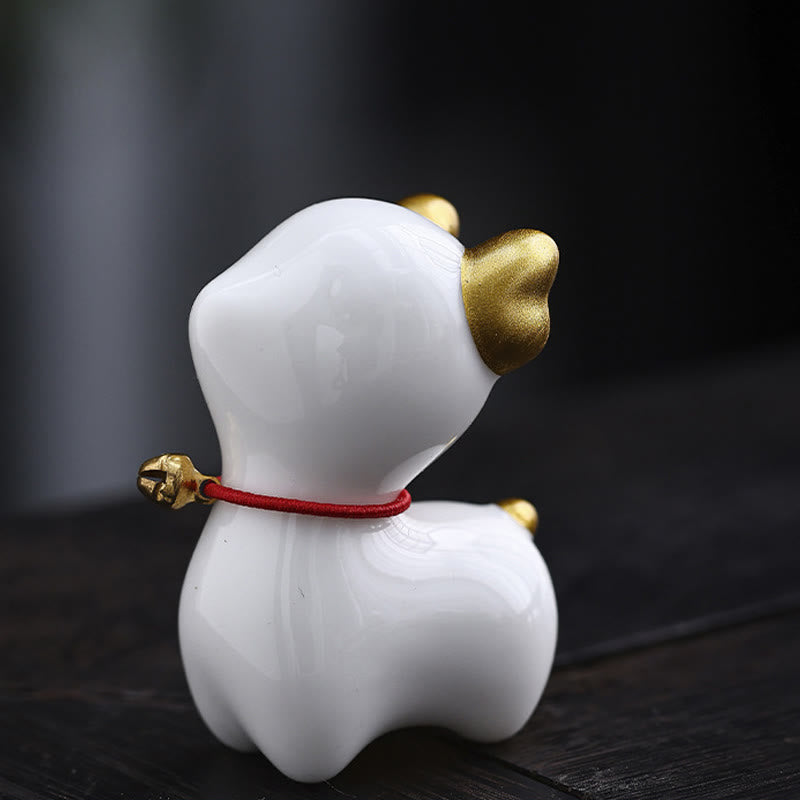 Buddha Stonesミニ鹿ティーペットセラミックホームデスク置物装飾 - 白鹿 4*2.7*5.3cm - image 1