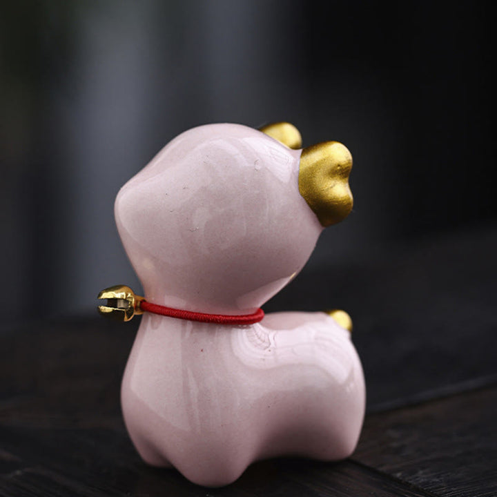 Buddha Stonesミニ鹿ティーペットセラミックホームデスク置物装飾 - ピンク鹿 4*2.7*5.3cm - image 20