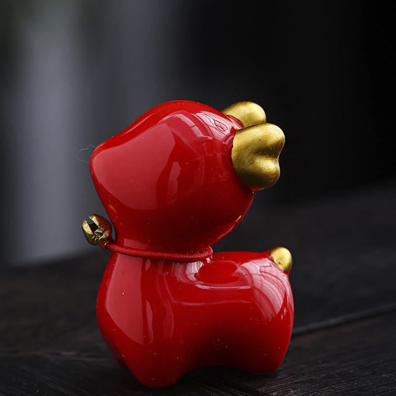 Buddha Stonesミニ鹿ティーペットセラミックホームデスク置物装飾 - アカシカ 4*2.7*5.3cm - image 22